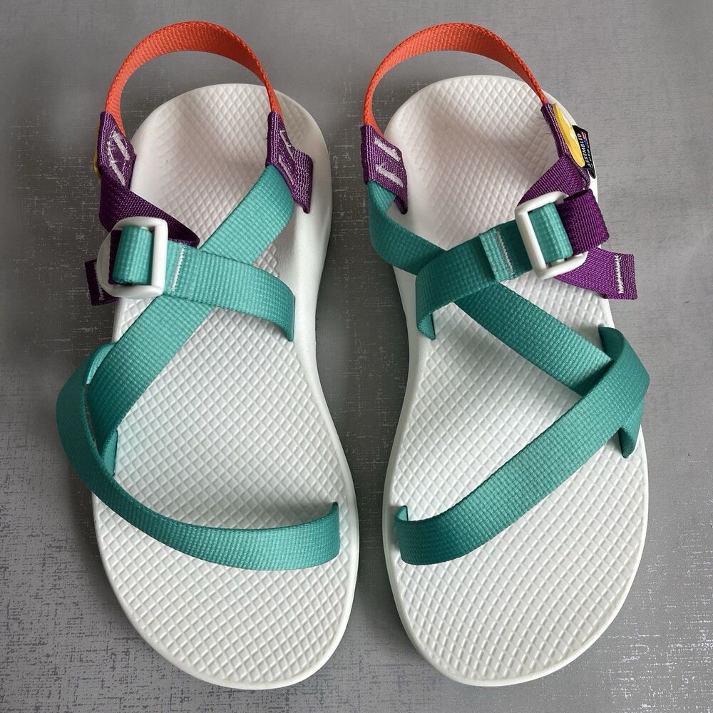 Chaco Women's Aura Z/1 Adjustable Strap Wide-Width Sandal 9 Wide - Green /White - Picture 2 of 12
